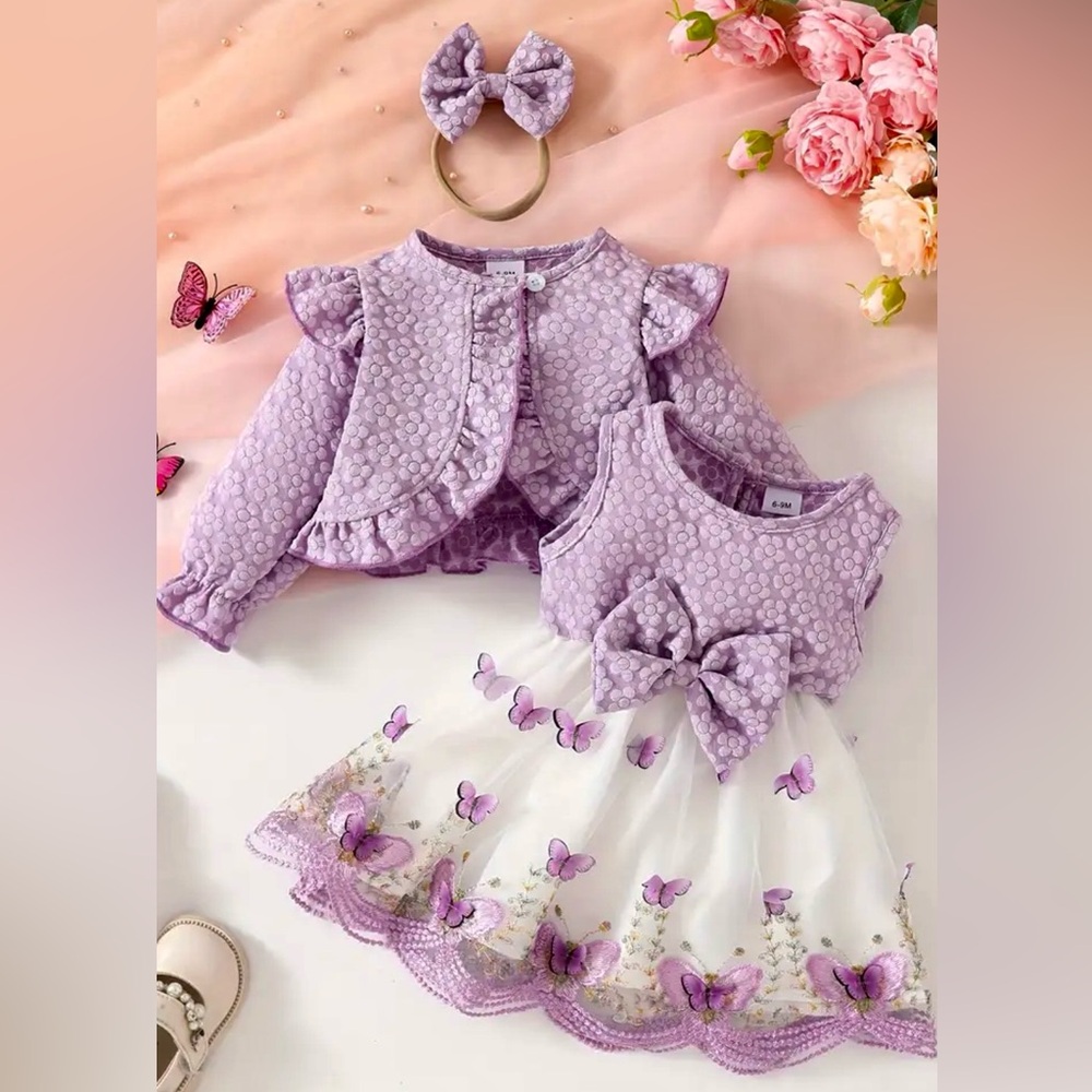 Adorable Purple Baby Dress Set with Jacket